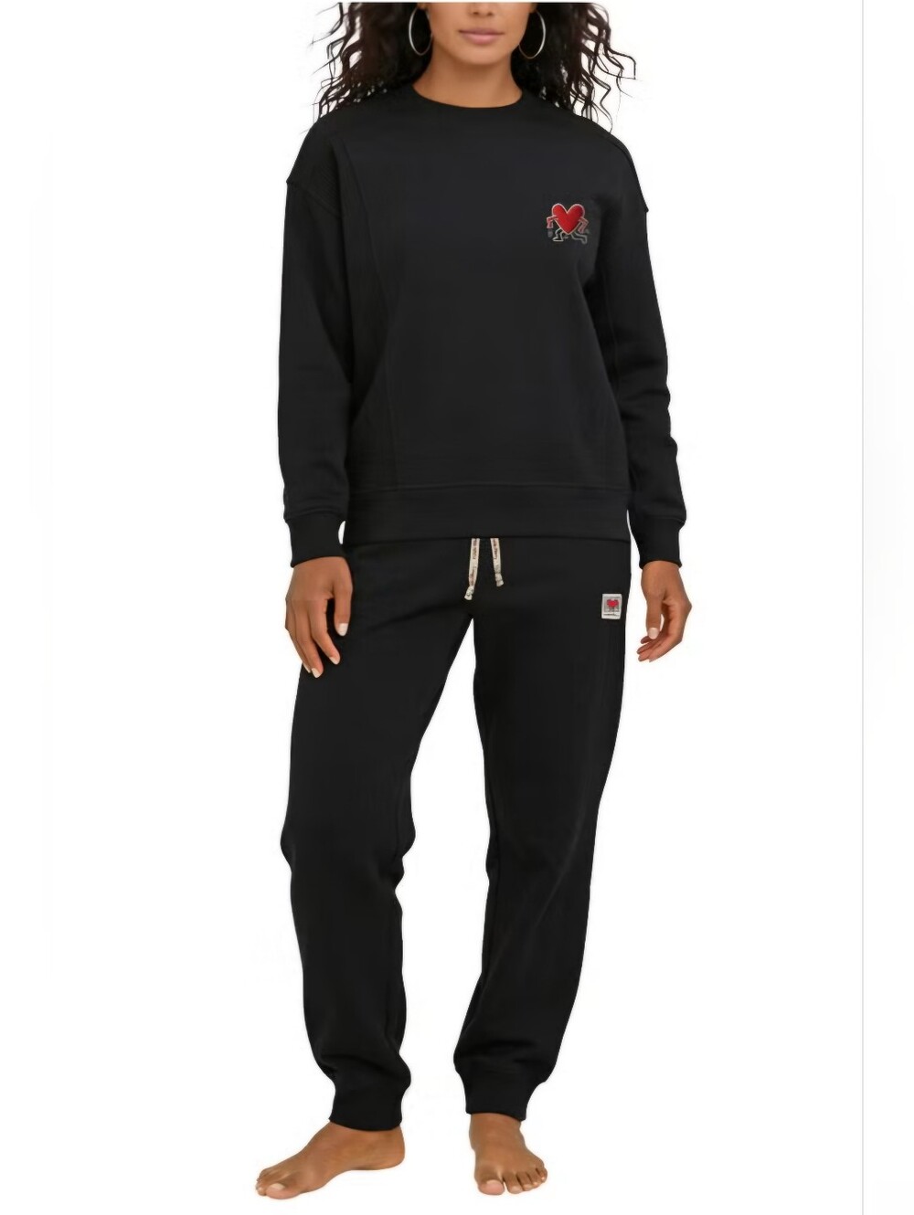 NEW! Keith Haring 2 Piece Black Crew & Joggers Set Size M